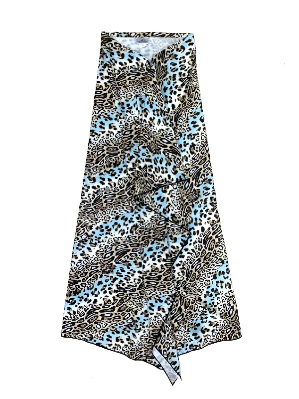 Blue Leopard Non Stretch Sarong Swim Skirt midi skirt versatile