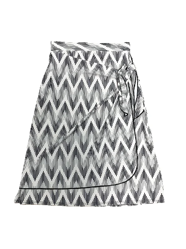 Black & White Chevron Sarong Swim Skirt corduroy skirt cozy