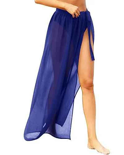 Women's Adjustable Long Sarong Beach Cover Up Beach Wrap Skirt-Royal Blue cashmere skirt fine