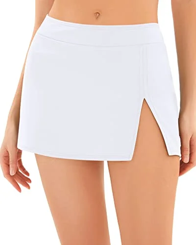 Stylish Waistband Skirted Swim Skirt With Built In Brief-White lace skirt romantic