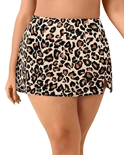 Plus Size Swim Skirt With Built In Briefs For Curvy Women-Leopard corduroy skirt cozy