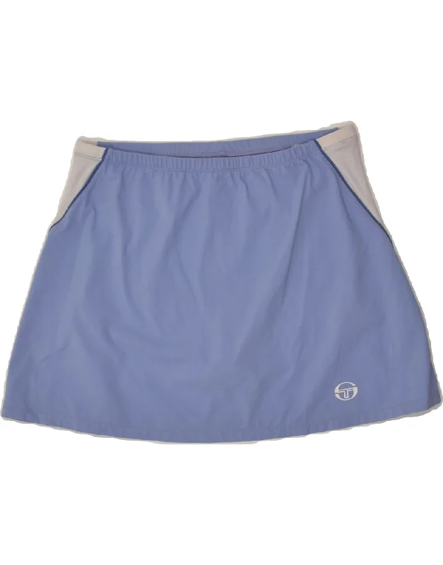 SERGIO TACCHINI Womens Tennis Skirt IT 44 Medium Blue Colourblock ribbed skirt waist