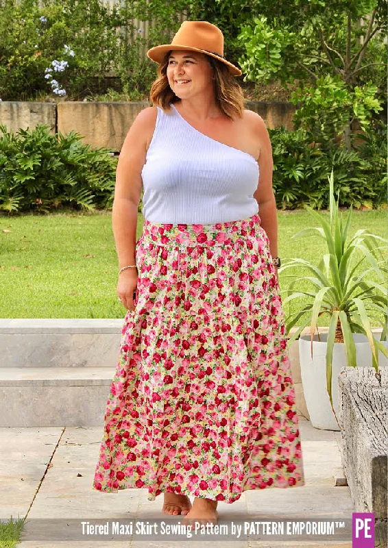 Tiered Maxi Skirt | Women's Sewing Pattern button skirt front