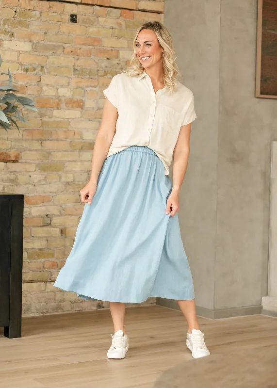 Nora Chambray Maxi Skirt - FINAL SALE high slit skirt