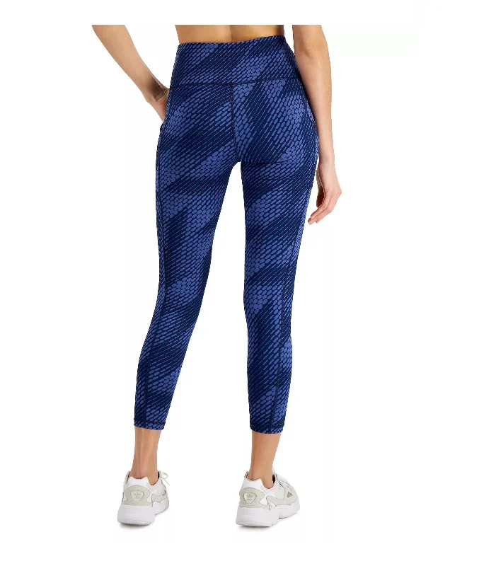 Ideology Women's Compression Geometric 7/8 Leggings (Indigo, XS) Fashionable Printed Legging Pants