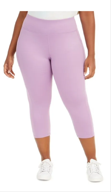 Ideology Women's Cropped Plus-Size Leggings, Rhapsody Purple, 2X Comfortable Yoga Tights Leggings