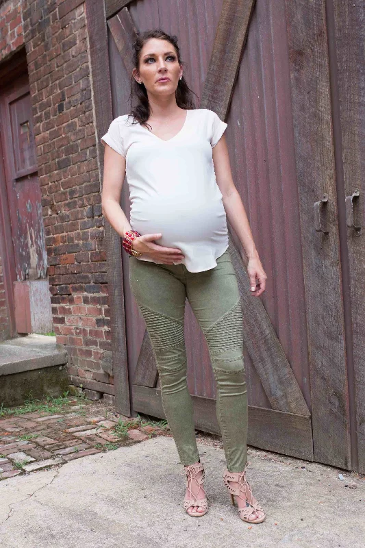 Green with Envy Moto Maternity Leggings Trendy Tie-Dye Leggings