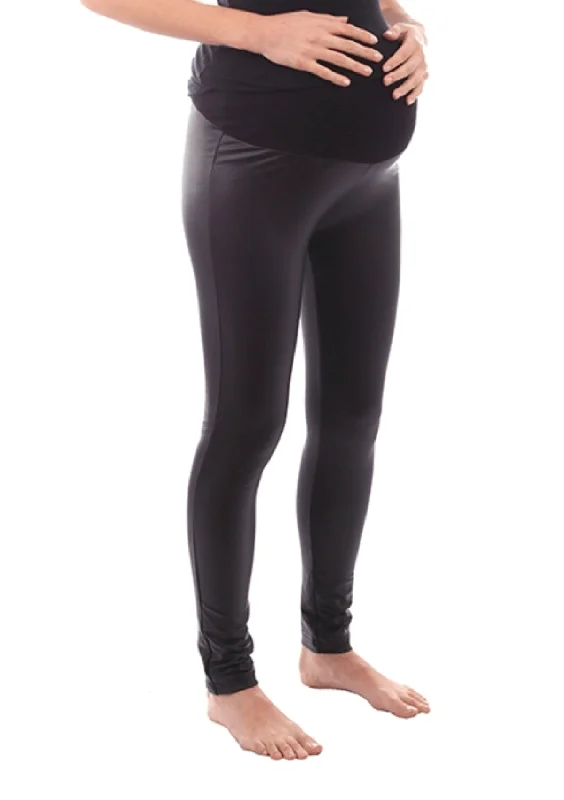 Maternity Fleece-Lined Liquid Over-Belly Legging Elegant Velvet Leggings