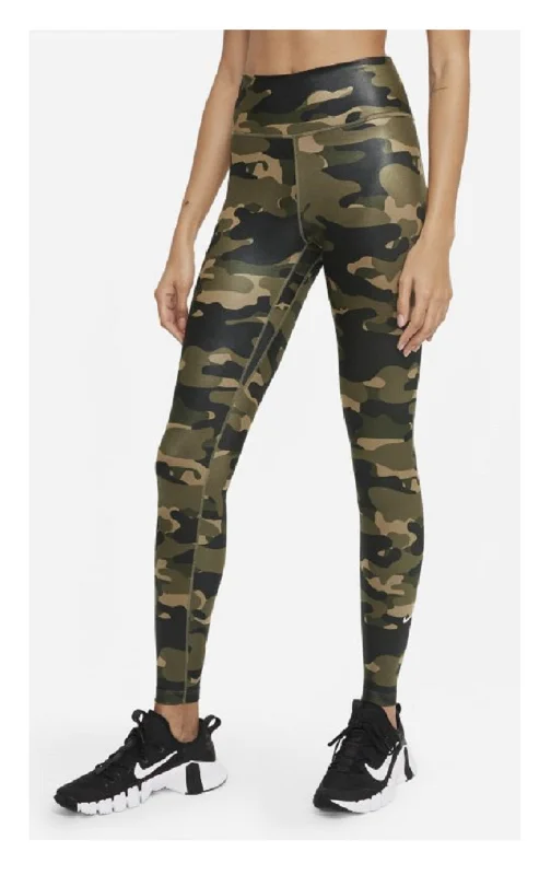 Nike Women's Mid-Rise Camo Leggings, Olive, XL Trendy Color Block Leggings