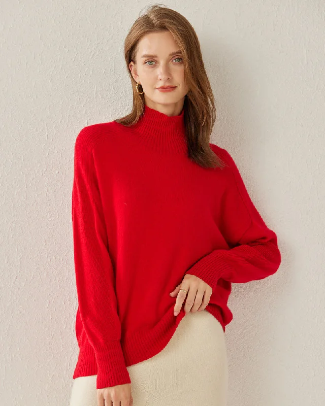 Cozy Turtleneck Oversized Cashmere Sweater Stylish Fashionable Trendy