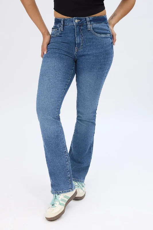 High Rise Bootcut Jeans Stylish High-Waisted Denim