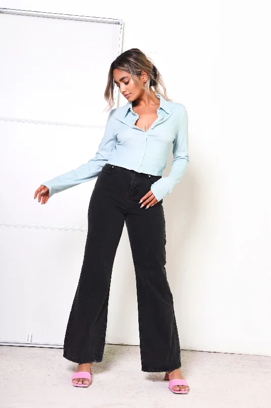 Glamorous Care Washed Black Mom Jeans Trendy Skinny Fit Jeans