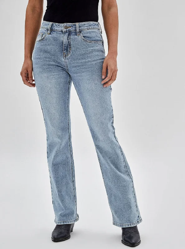 Guess Originals High-Rise Bootcut Denim Jeans In Leo Light Wash Chic Ripped Jeans